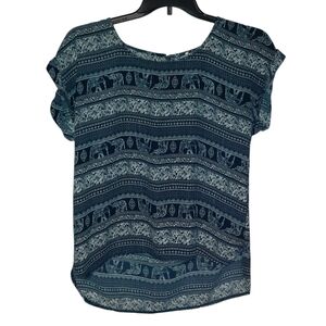 Elephant Blouse Blue and White Size XL